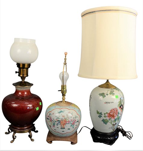 GROUP OF THREE CHINESE LAMPS, TO