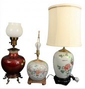 GROUP OF THREE CHINESE LAMPS,