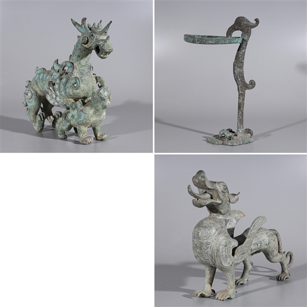 Group of three Chinese metalworks