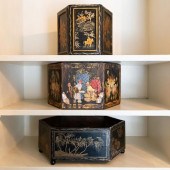 GROUP OF THREE CHINOISERIE LAC