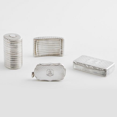 GROUP OF THREE ENGLISH SILVER SNUFF