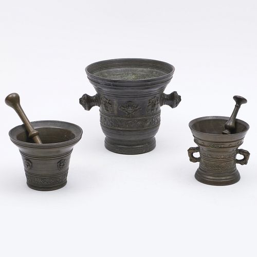 GROUP OF THREE FLEMISH BRONZE