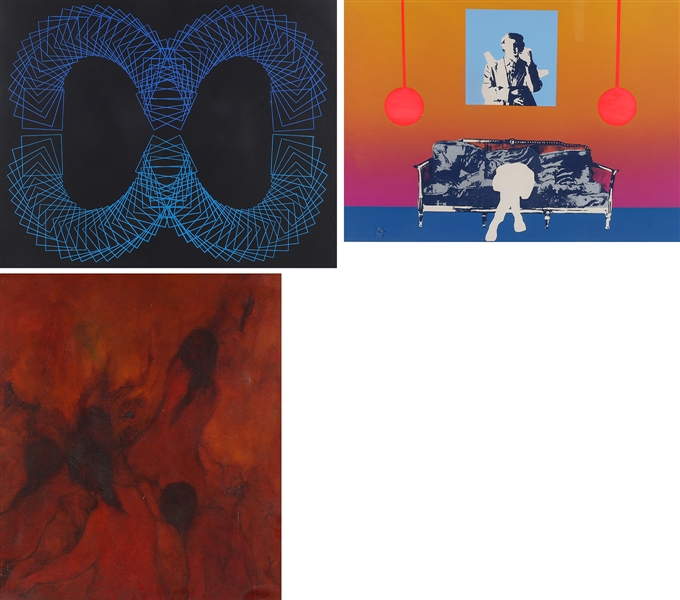 Group of three framed artworks