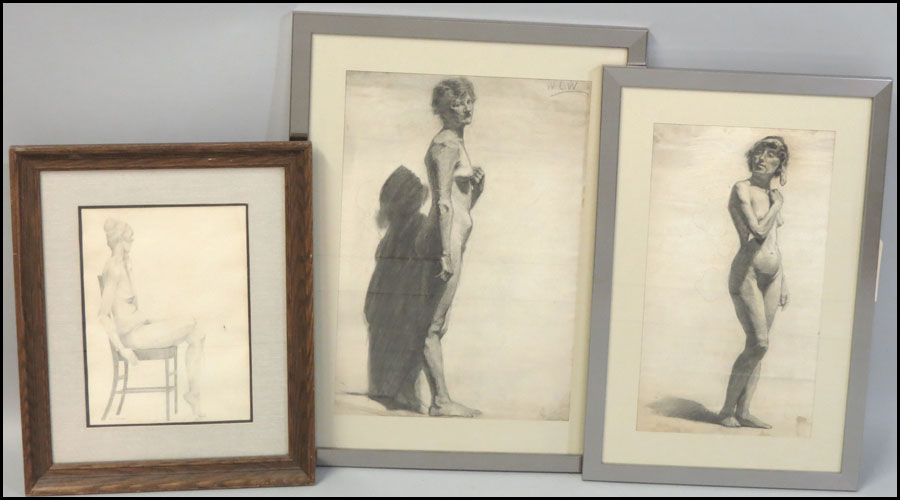 GROUP OF THREE FRAMED NUDE
