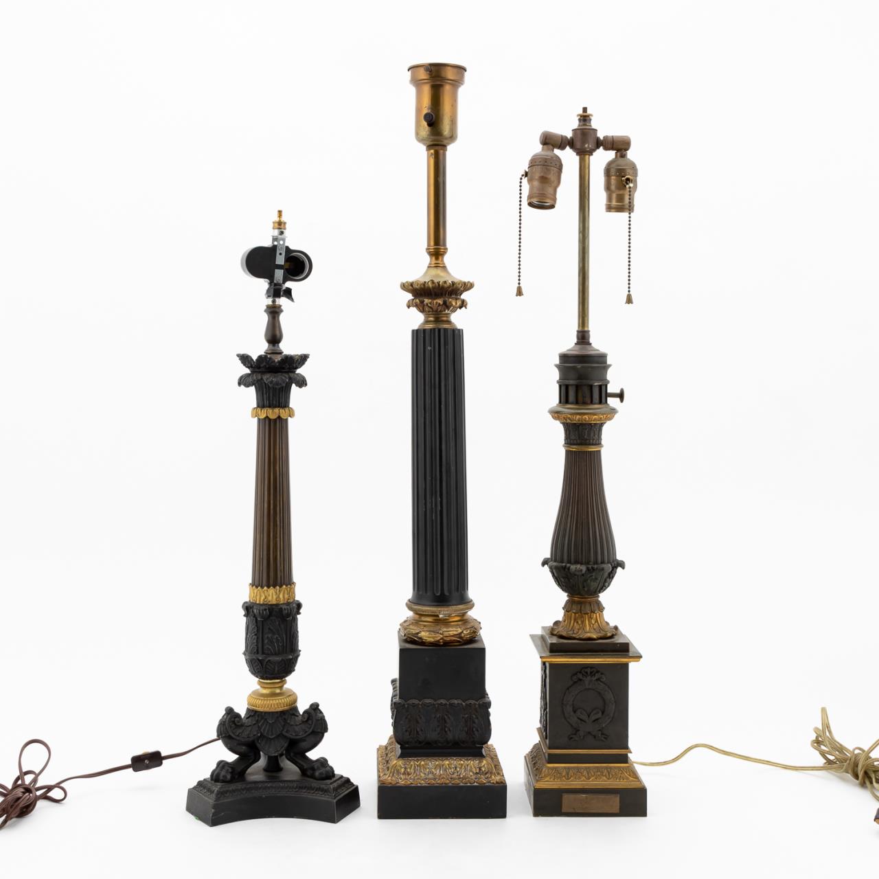 GROUP OF THREE GILT BRONZE &