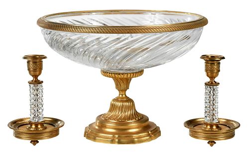 GROUP OF THREE GILT BRONZE AND