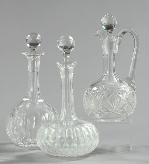 Group of Three Glass Decanters, 