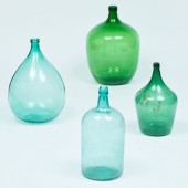 GROUP OF THREE GLASS DEMIJOHNS