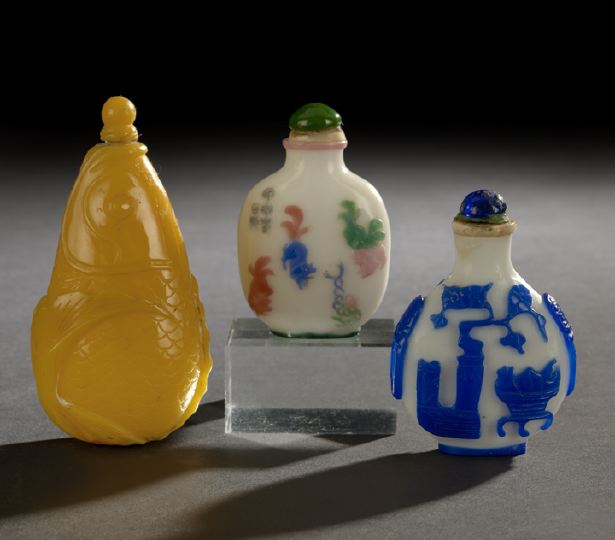 Group of Three Glass Snuff Bottles,