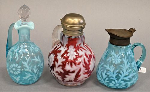 GROUP OF THREE GLASS SYRUP