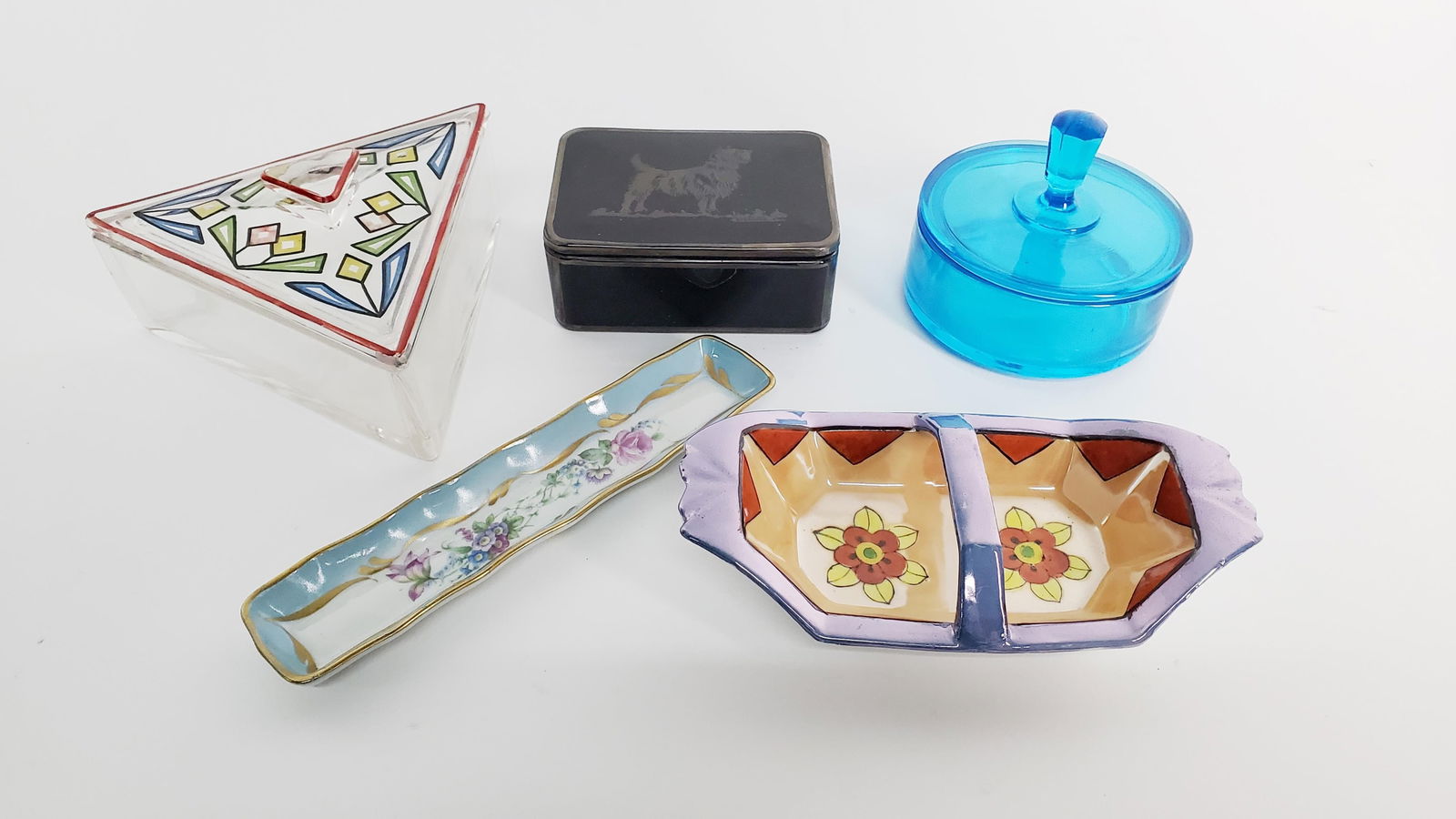GROUP OF THREE GLASS VANITY BOXES