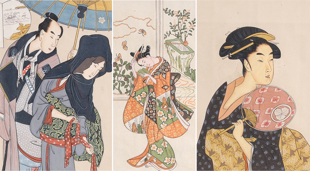 Group of three Japanese framed