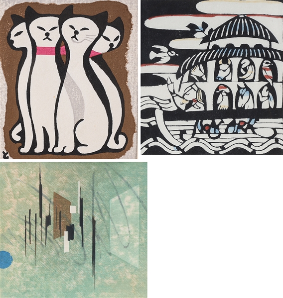 Group of three Japanese woodblock