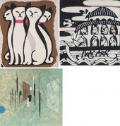 Group of three Japanese woodbl