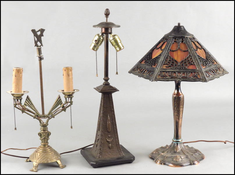 GROUP OF THREE LAMPS. Condition: No