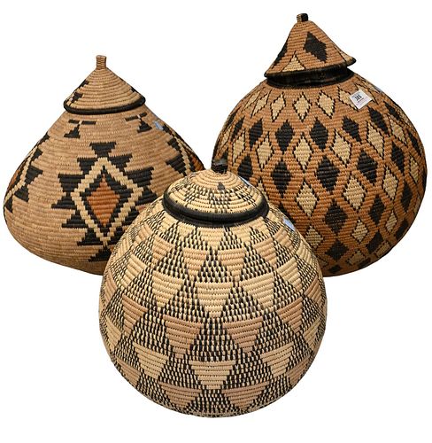 GROUP OF THREE LARGE HIVE INDIAN