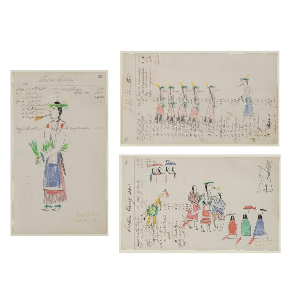 GROUP OF THREE LEDGER DRAWINGS: