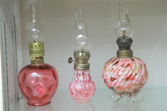 GROUP OF THREE MINIATURE RUBY GLASS