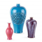 GROUP OF THREE MONOCHROME VASE