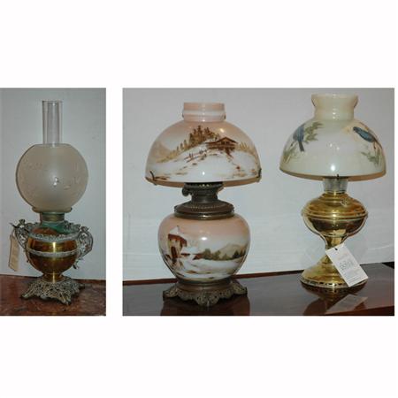 Group of Three Oil Lamps 	 
