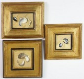 GROUP OF THREE OILS ON BOARD "