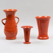 GROUP OF THREE ORANGE GLAZED V