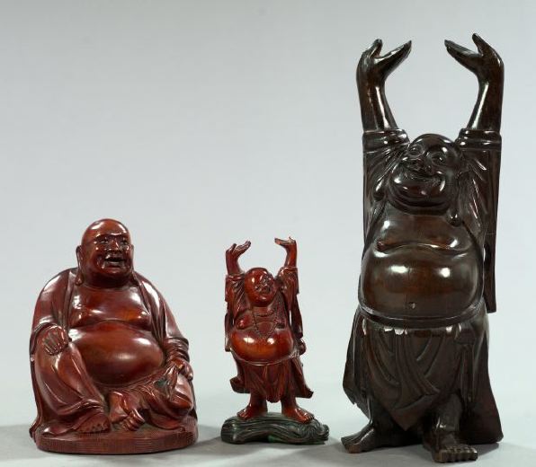 Group of Three Oriental Carved Wood
