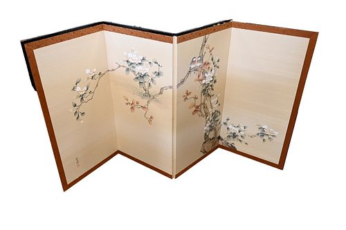GROUP OF THREE ORIENTAL FOUR FOLD