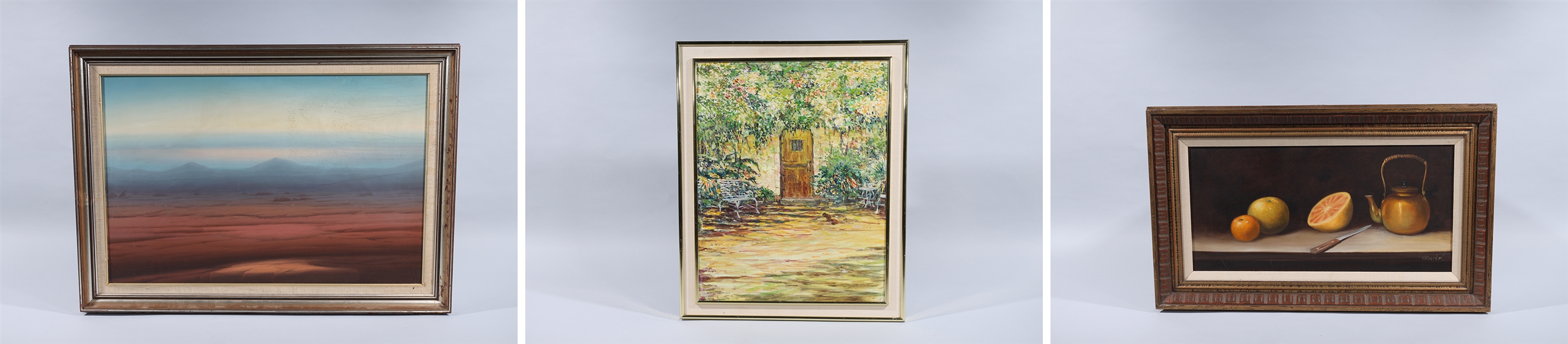 Group of three paintings, including