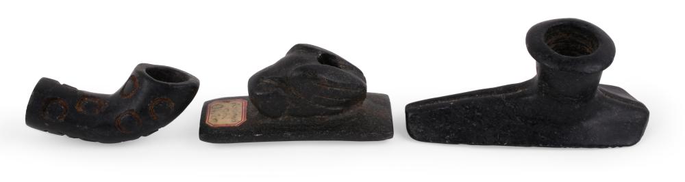 GROUP OF THREE PIPES: BIRD STEATITE