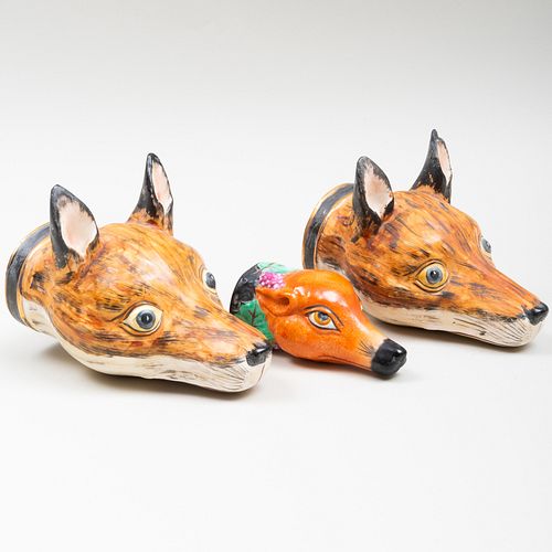 GROUP OF THREE PORCELAIN FOX HEAD