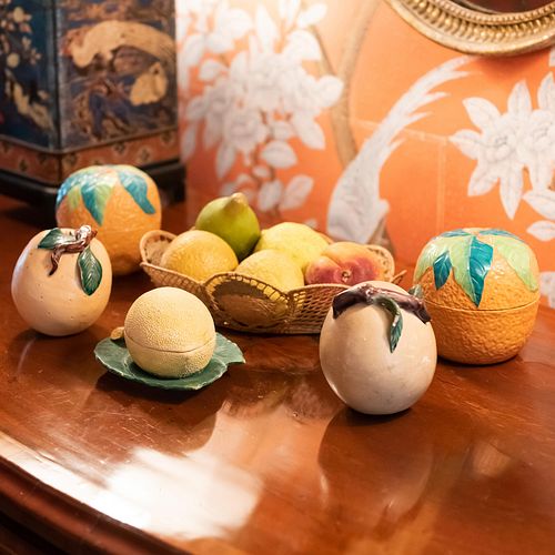 GROUP OF THREE PORCELAIN FRUIT FORM
