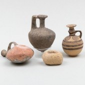 GROUP OF THREE POTTERY JUGLETS