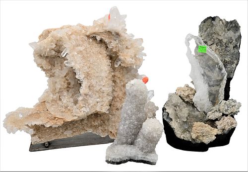 GROUP OF THREE ROCK CRYSTAL MINERAL