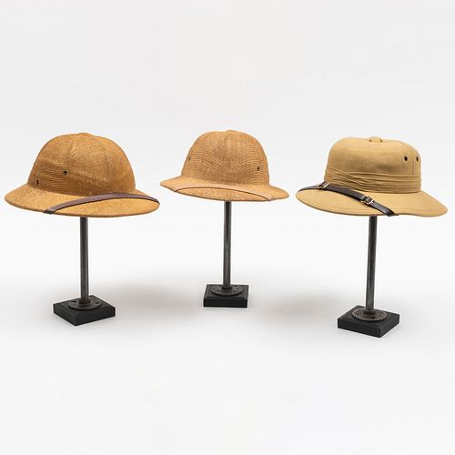 GROUP OF THREE SAFARI HATSIn pith