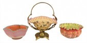 GROUP OF THREE SATIN GLASS BRI