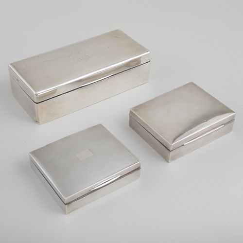 GROUP OF THREE SILVER CIGARETTE