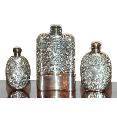 Group of Three Silver Overlay Glass