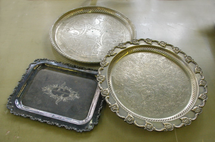 Group of Three Silver Trays, 
