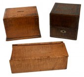 GROUP OF THREE TIGER MAPLE BOX