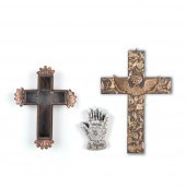 GROUP OF THREE: TWO METAL CROS