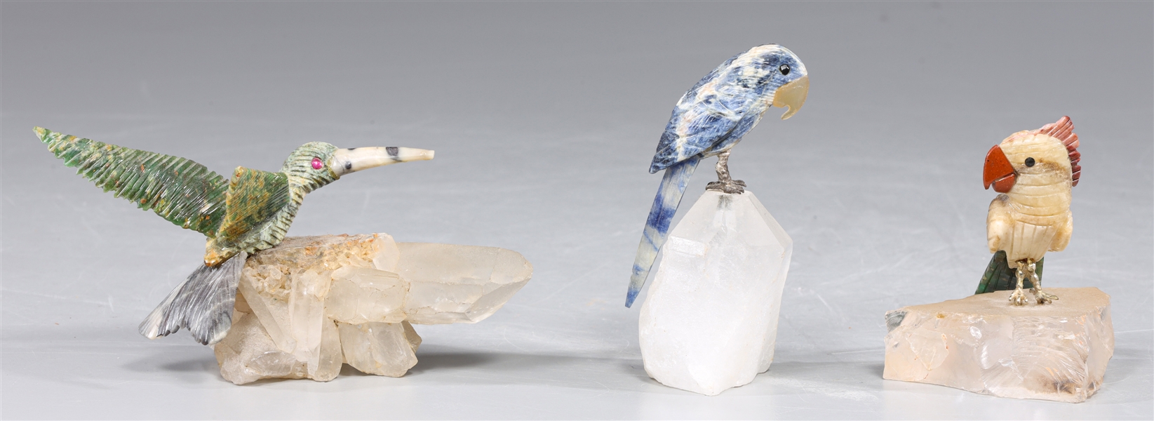 Group of three vintage carved stone