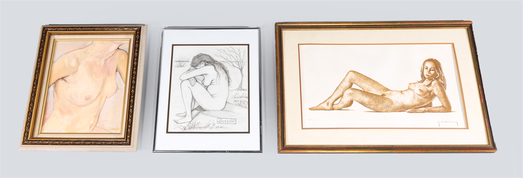 Group of three vintage nudes;
