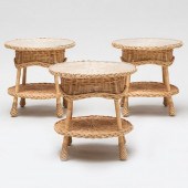 GROUP OF THREE WICKER SIDE TAB
