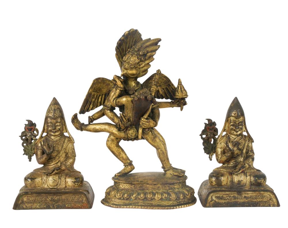 GROUP OF TIBETAN GILT BRONZE