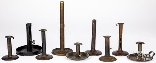 GROUP OF TIN CANDLEHOLDERS, 19TH