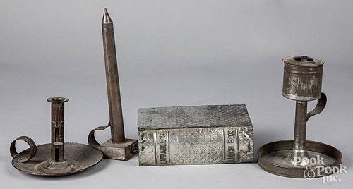 GROUP OF TIN LIGHTING, 19TH C.Group
