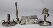 GROUP OF TIN LIGHTING, 19TH C.