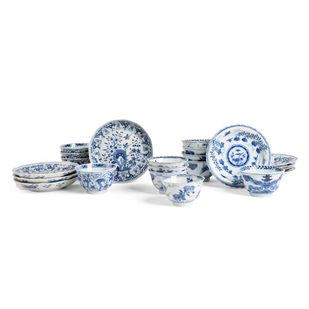 GROUP OF TWENTY-TWO BLUE AND