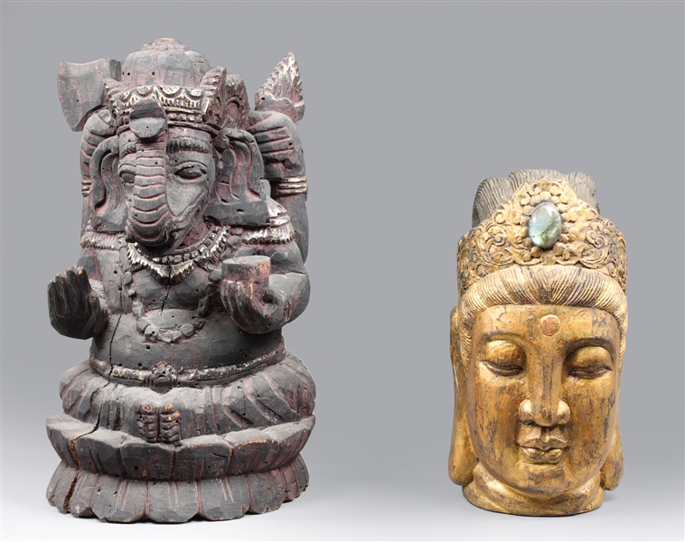 Group of two antique carved